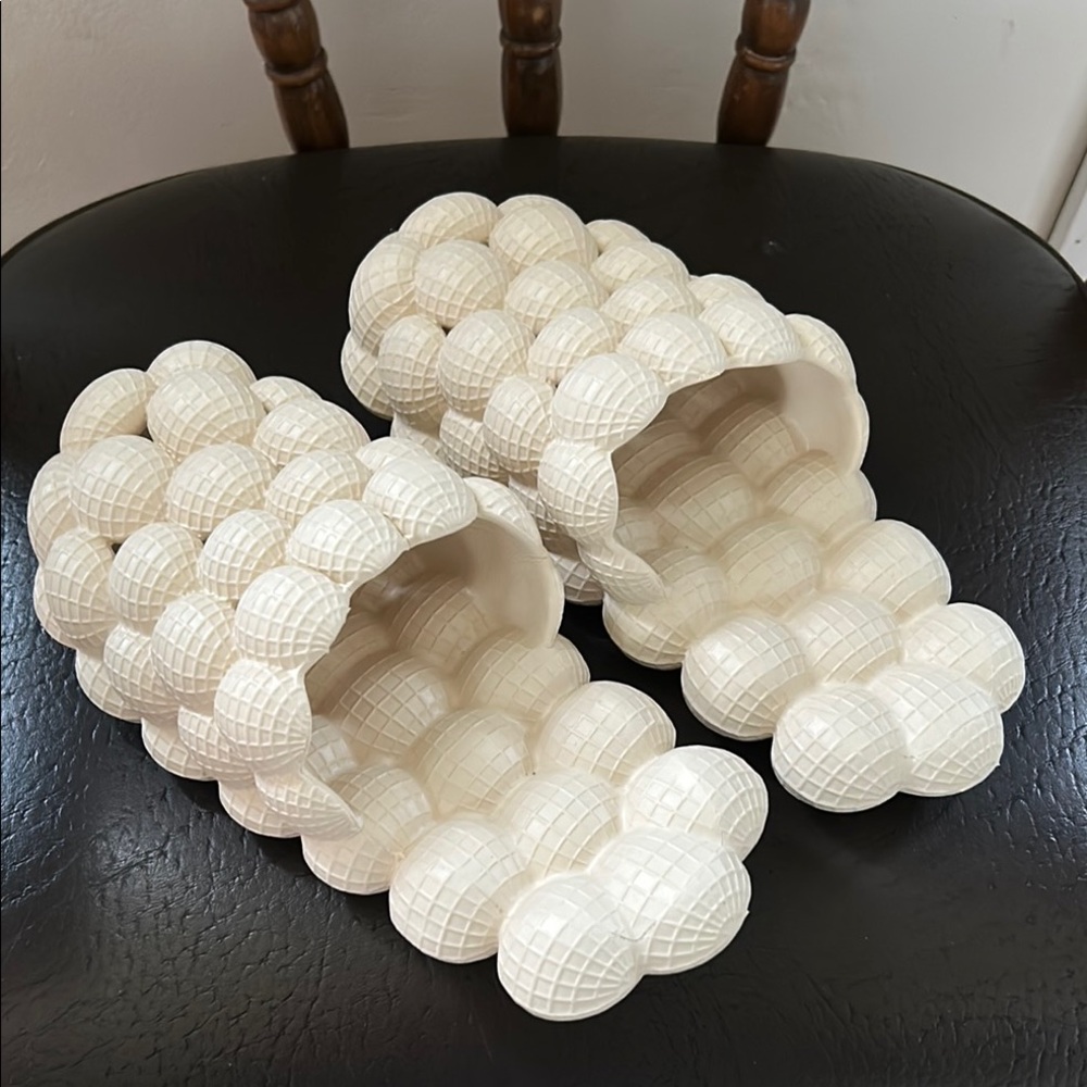 Cream Bubble Slide Sandals - Picture 2 of 6